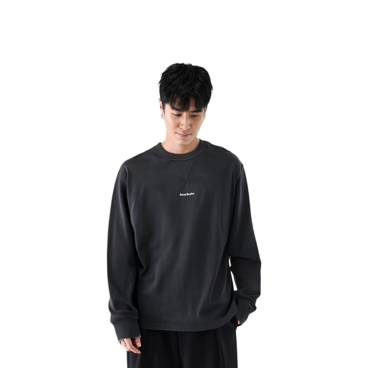Purchase Acne Studios SS23 Sweatshirt Hitam Longgar Lengan Panjang dengan Cetakan Huruf. BI0184-900