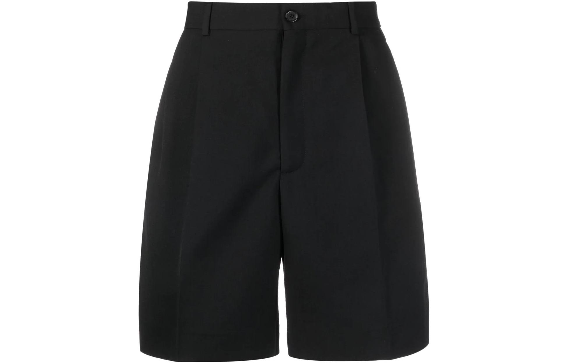 Acne Studios SS23  Black Solid Pleated Detail Suit Shorts. BE0125-900