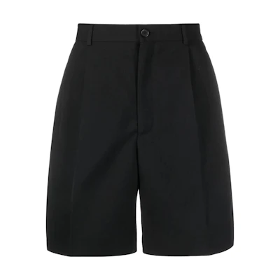 Acne Studios SS23 Black Solid Pleated Detail Suit Shorts. BE0125-900