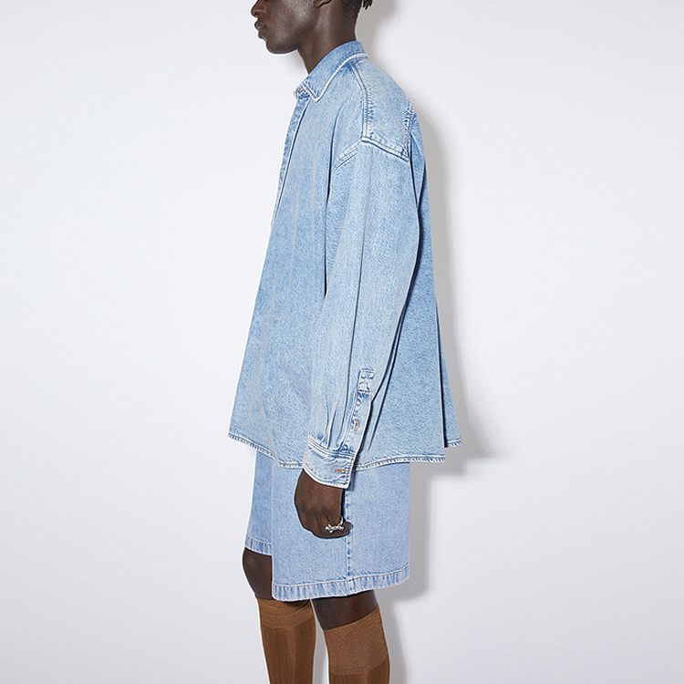 Purchase Acne Studios SS23 Kemeja Cotton Denim Biru Washed Button-Up Relaxed Style. BB0516-135