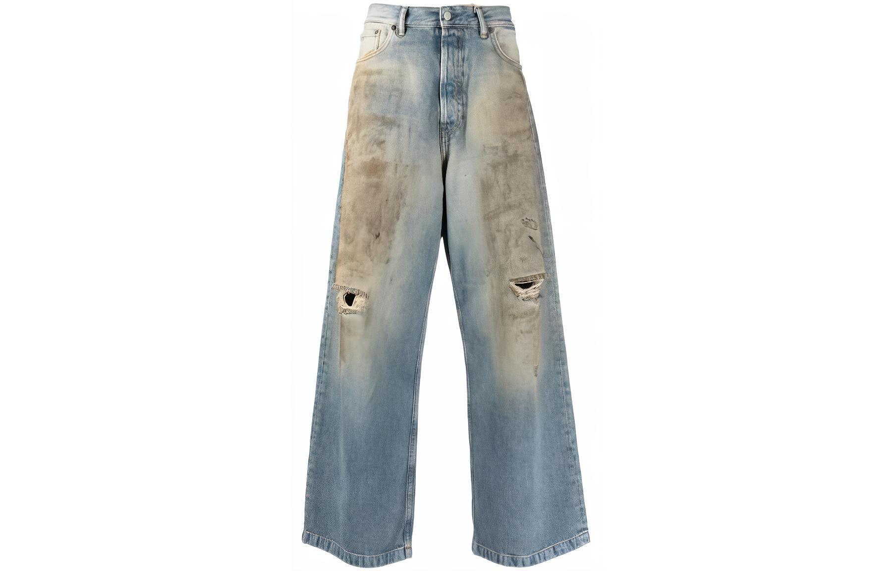 Acne Studios SS23  Blue Distressed Straight-Leg Denim Jeans 1989. B00324AUZ