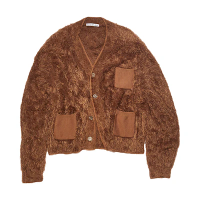 Acne Studios SS23 Brown Solid V-Neck Slim Fit Knit Long Sleeve Sweater B60255AJQ