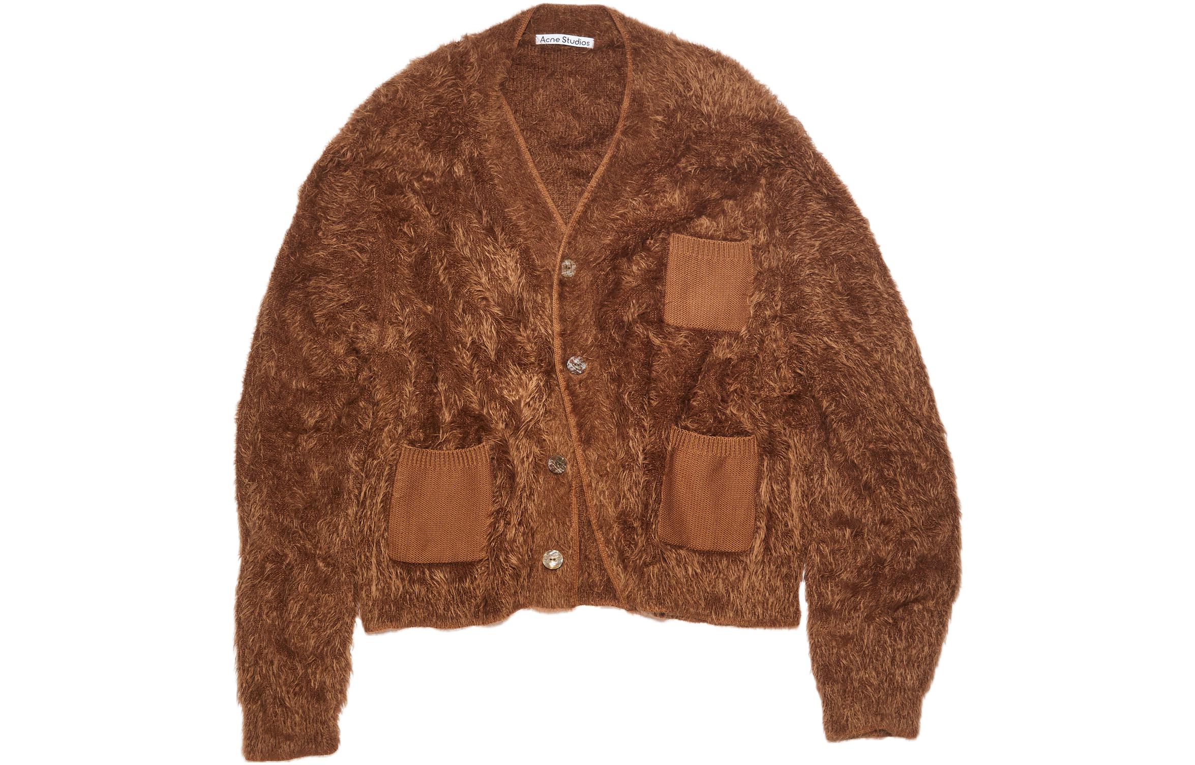 Order Acne Studios SS23 Sweater Coklat V-Leher Fit Slim Lengan Panjang Knit B60255AJQ