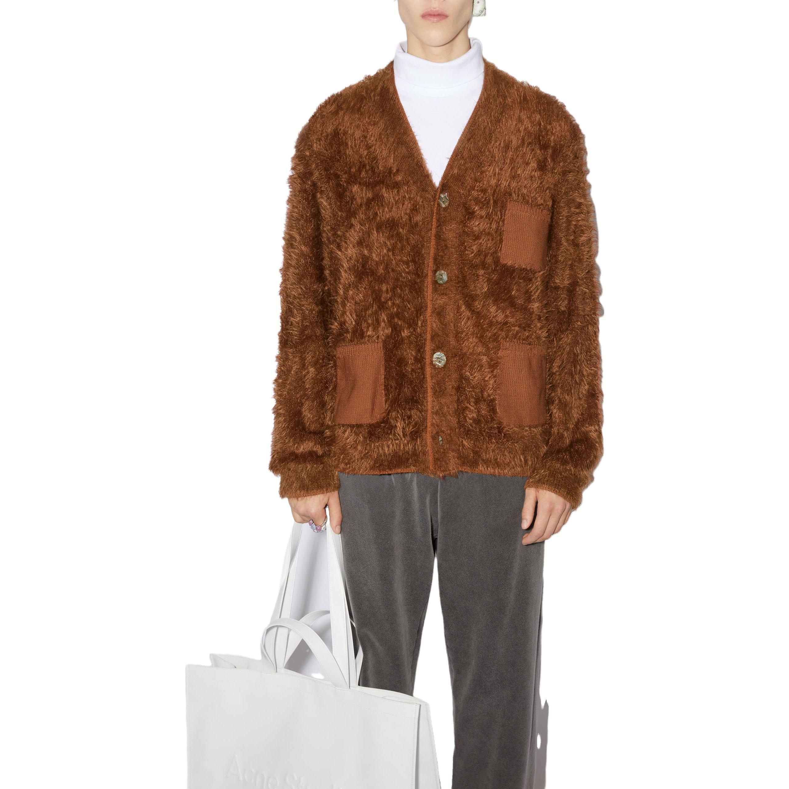 Lookbook Acne Studios SS23 Sweater Coklat V-Leher Fit Slim Lengan Panjang Knit B60255AJQ