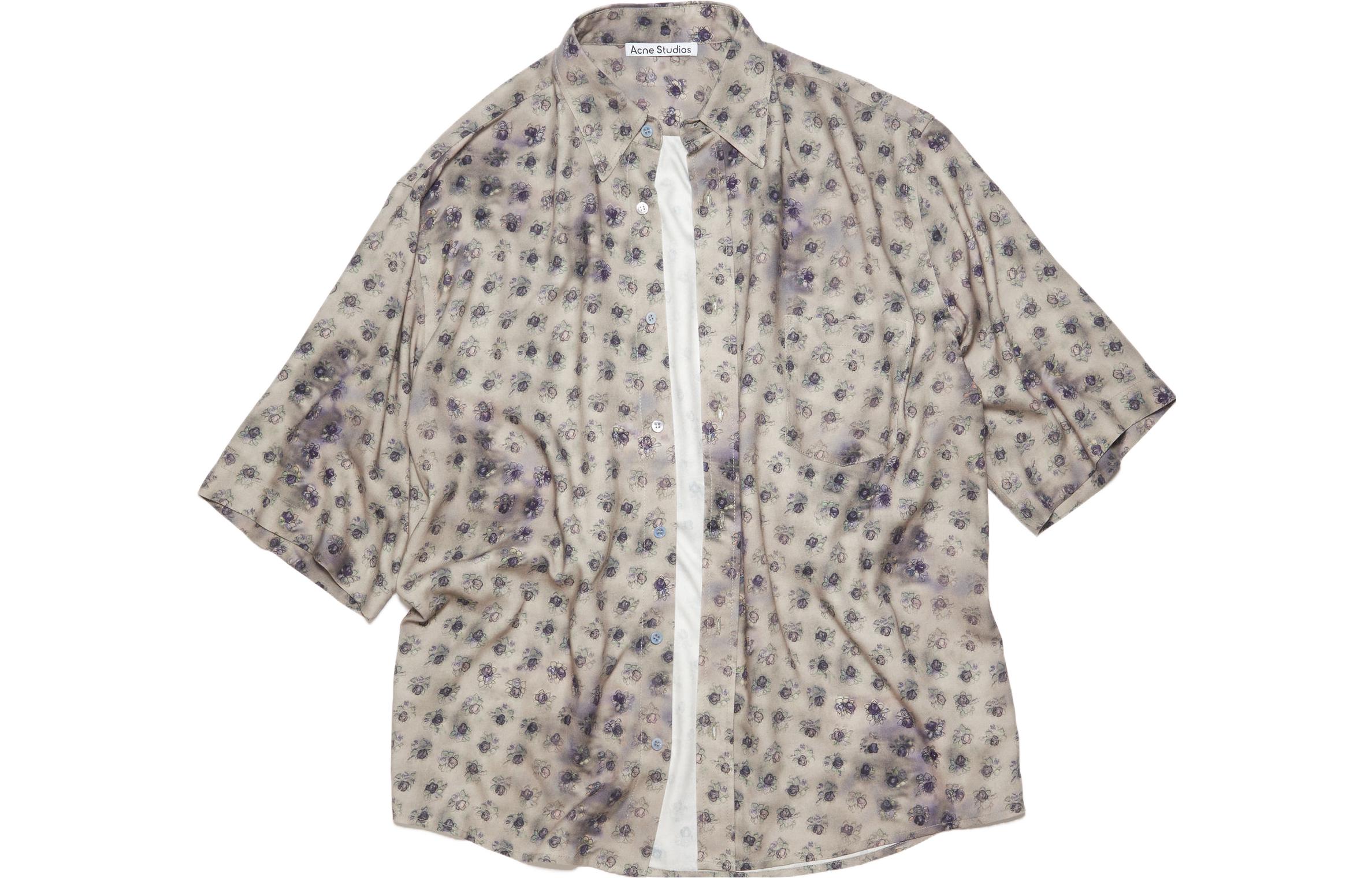 Acne Studios SS23  Daisy Print Button-Up Shirt Grey BB0501DCI