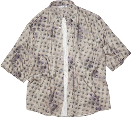 Acne Studios SS23 Daisy Print Button-Up Shirt Grey BB0501DCI Order Acne Studios SS23 Daisy Print Button-Up Shirt Grey BB0501DCI