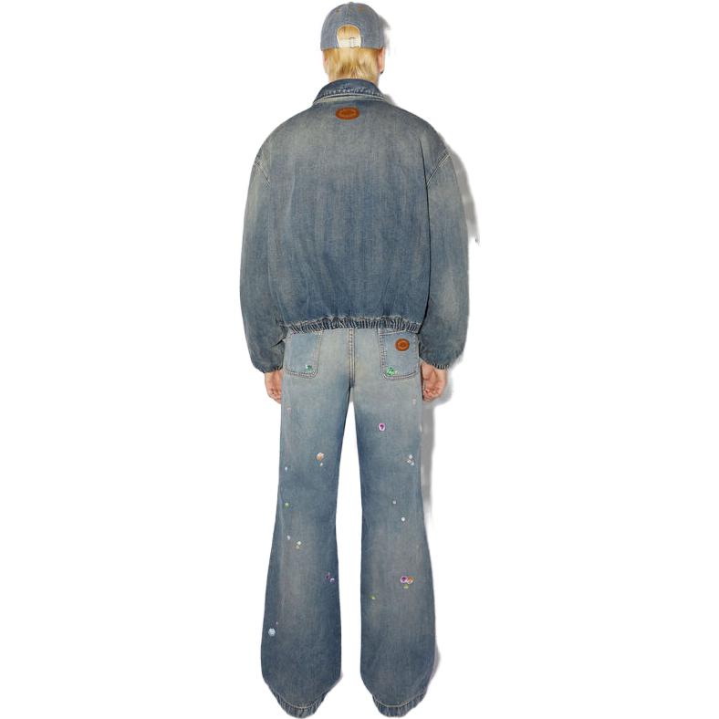 Shop Acne Studios SS23 Jaket Denim Puffer Warna Biru Sedang. B90662-863-A