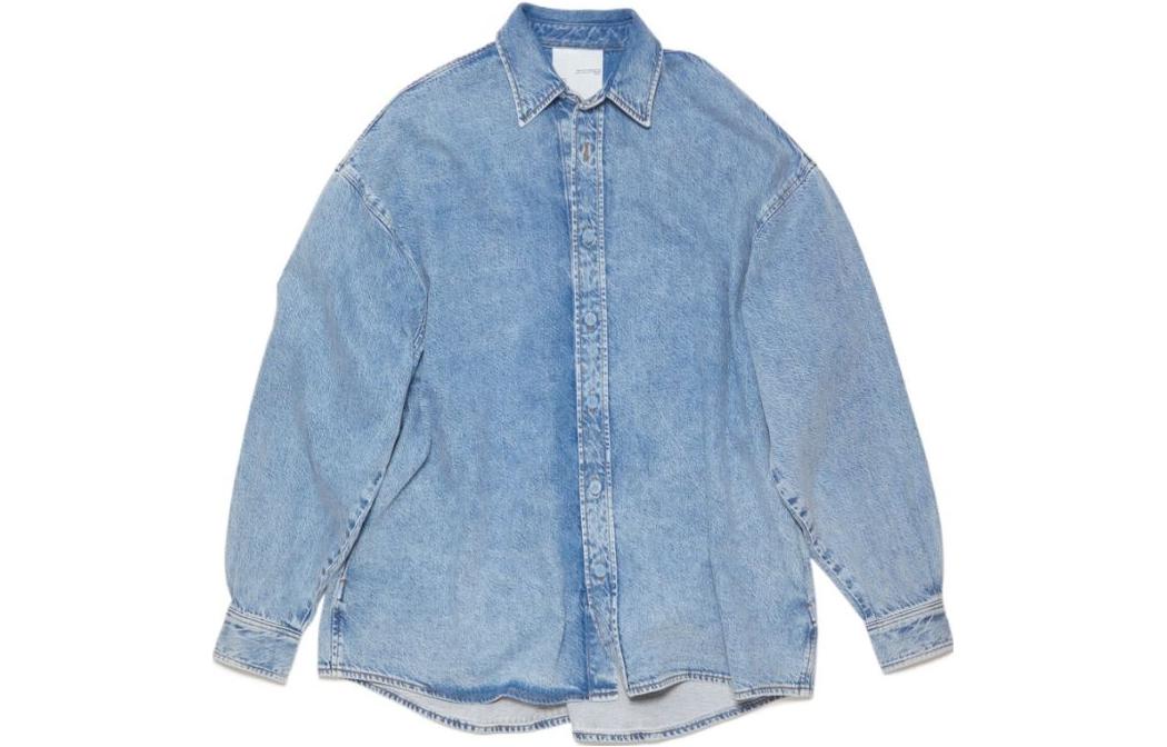 Acne Studios SS23  Indigo Button Denim Long Sleeve Shirt. FNMNSHIR000664