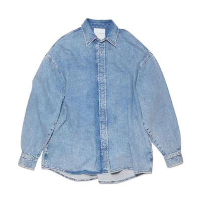 Acne Studios SS23 Indigo Button Denim Long Sleeve Shirt. FNMNSHIR000664