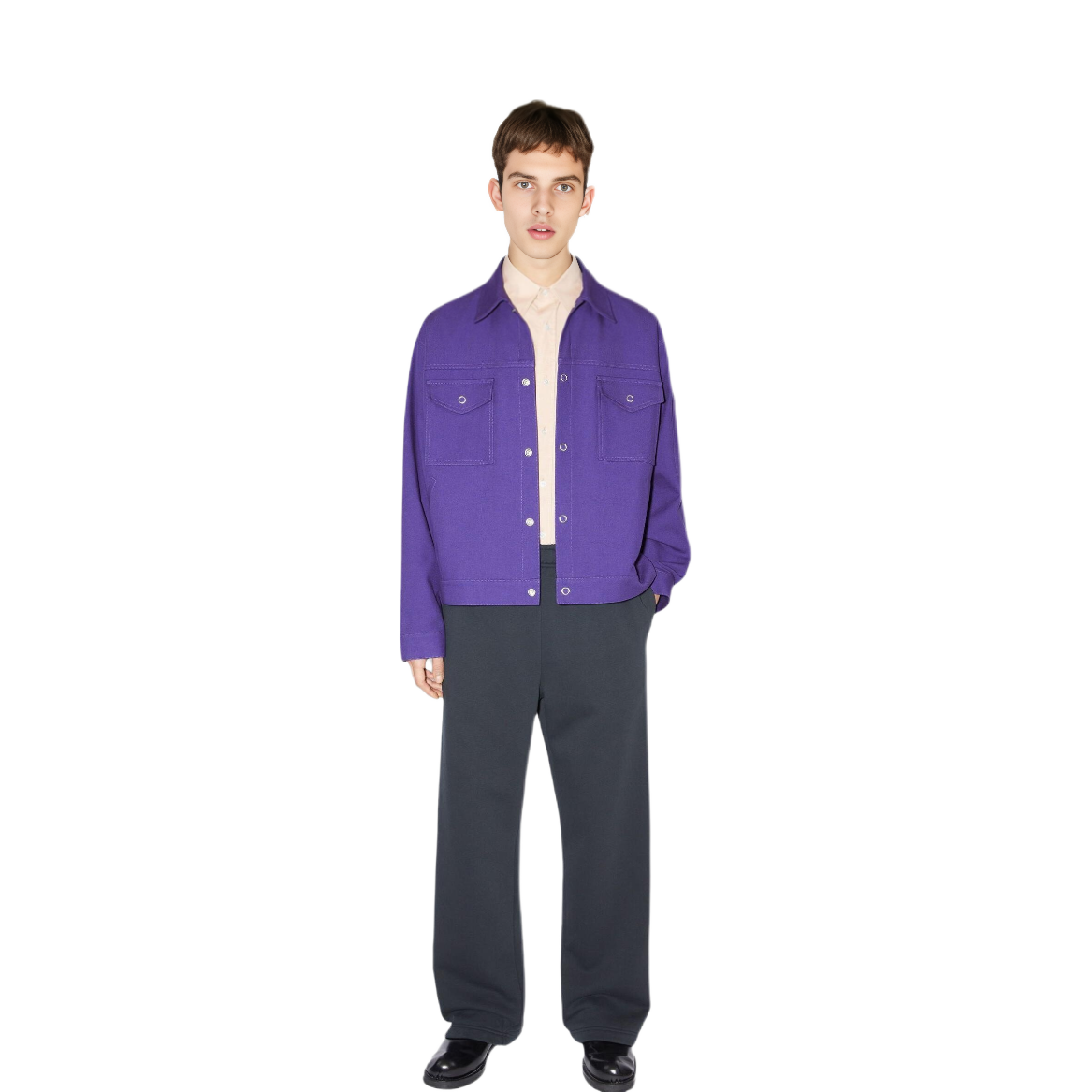 Lookbook Acne Studios SS23 Chaqueta Morada Holgada de Manga Larga Abotonada. B90722-BMZ