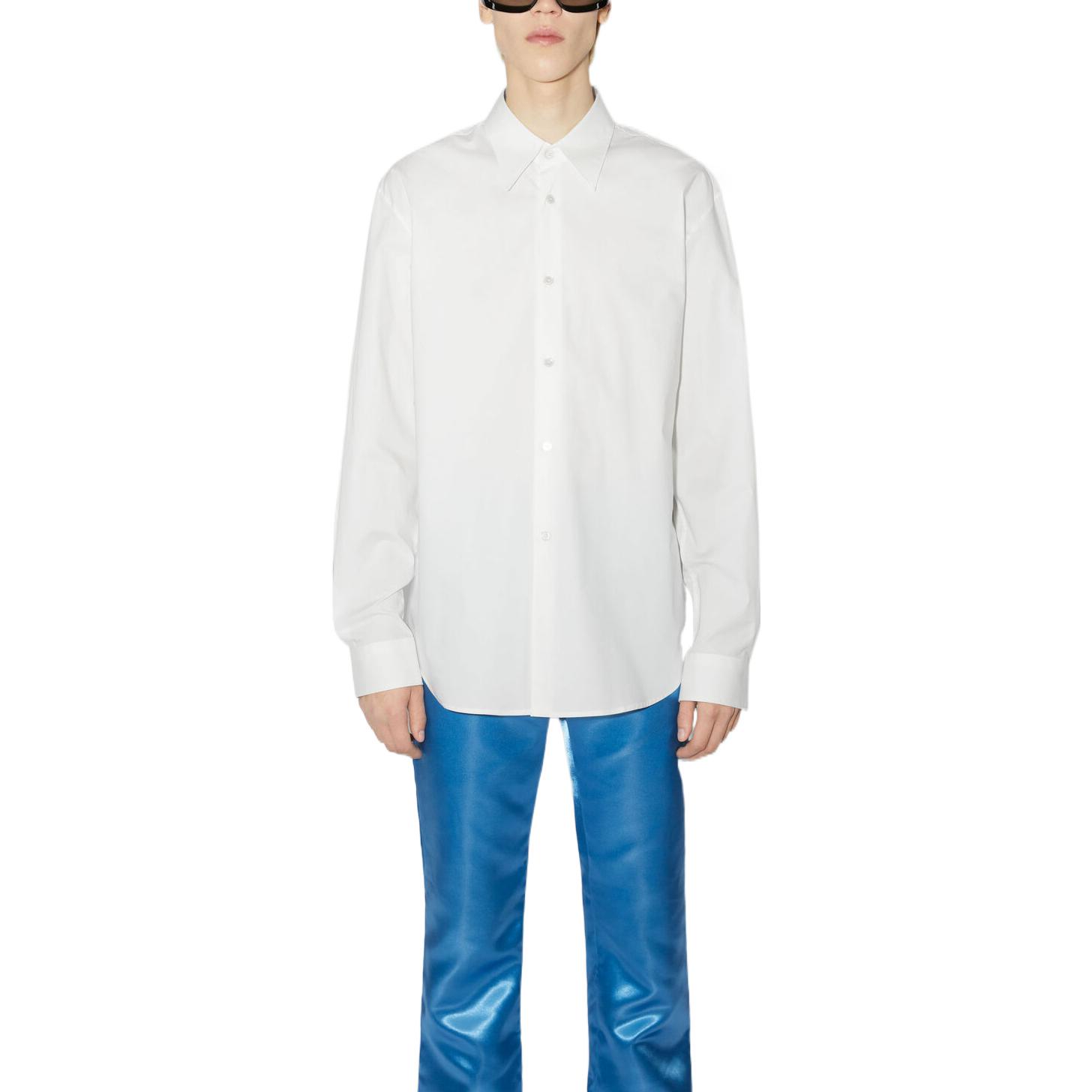 Lookbook Acne Studios SS23 白色纯色长袖纽扣衬衫 BB0512-100