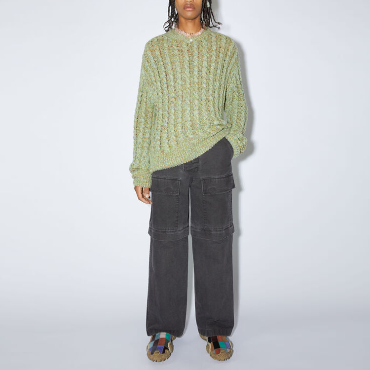 Shop Acne Studios SS23 Adjustable Washed Wide-Leg Pants Men’s in Charcoal Grey BK0524-DBH