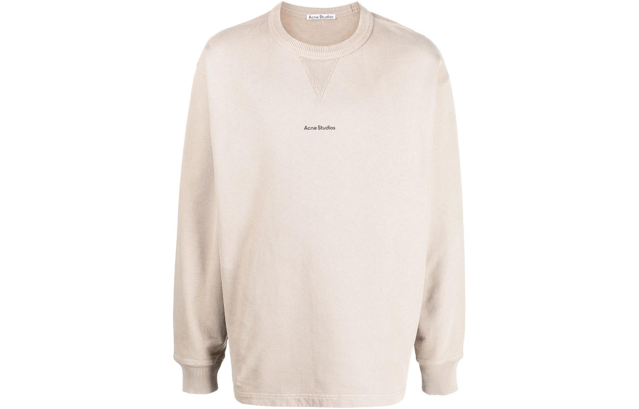 Acne Studios SS23 Beige Logo Crewneck Long Sleeve Sweatshirt BI0138-ADY