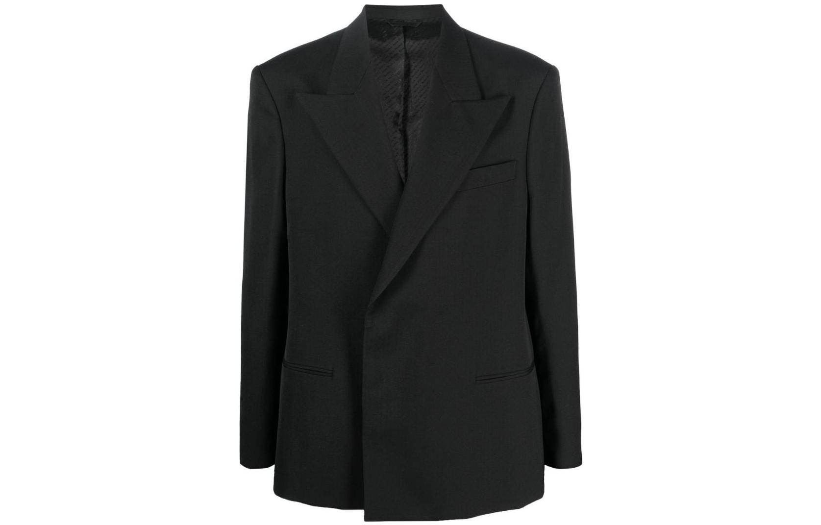 Acne Studios SS23 Black Double-Breasted Solid Suit Jacket BH0188-900