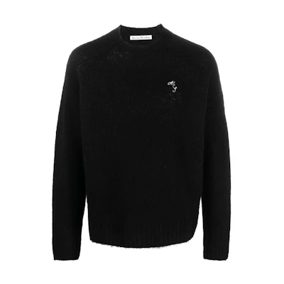 Acne Studios SS23 Black Logo Crewneck Long Sleeve Sweater B60265-969