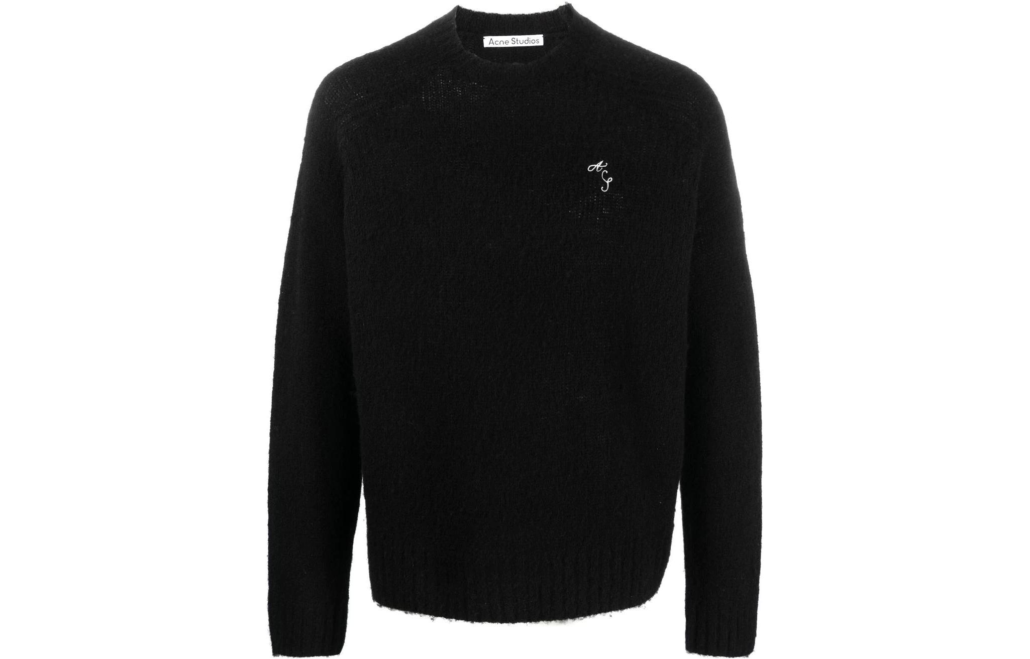 Order Acne Studios SS23 黑色標誌長袖圓領毛衣 B60265-969