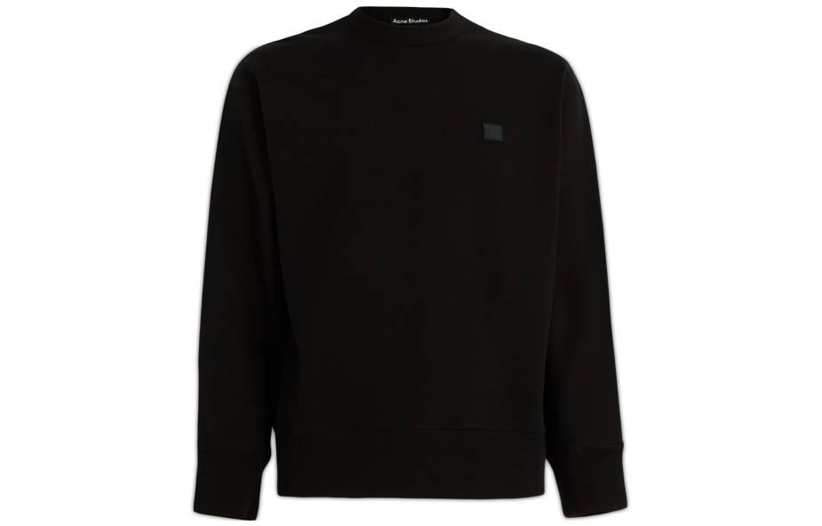 Acne Studios SS23 Black Unisex Crewneck Sweatshirt with Smiley Embroidery CI0133-900