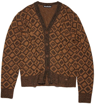 Acne Studios SS23 Sweater Rajutan Coklat Unisex dengan Corak Wajah. C60070-DFI Order Acne Studios SS23 Sweater Rajutan Coklat Unisex dengan Corak Wajah. C60070-DFI