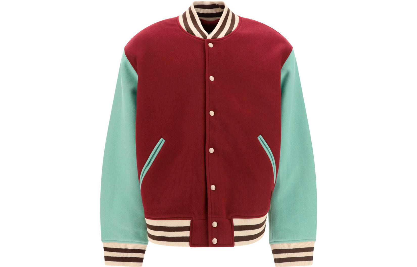 Order Acne Studios SS23 Color-Block Striped Button Baseball Jacket Unisex Red C90118-ACD