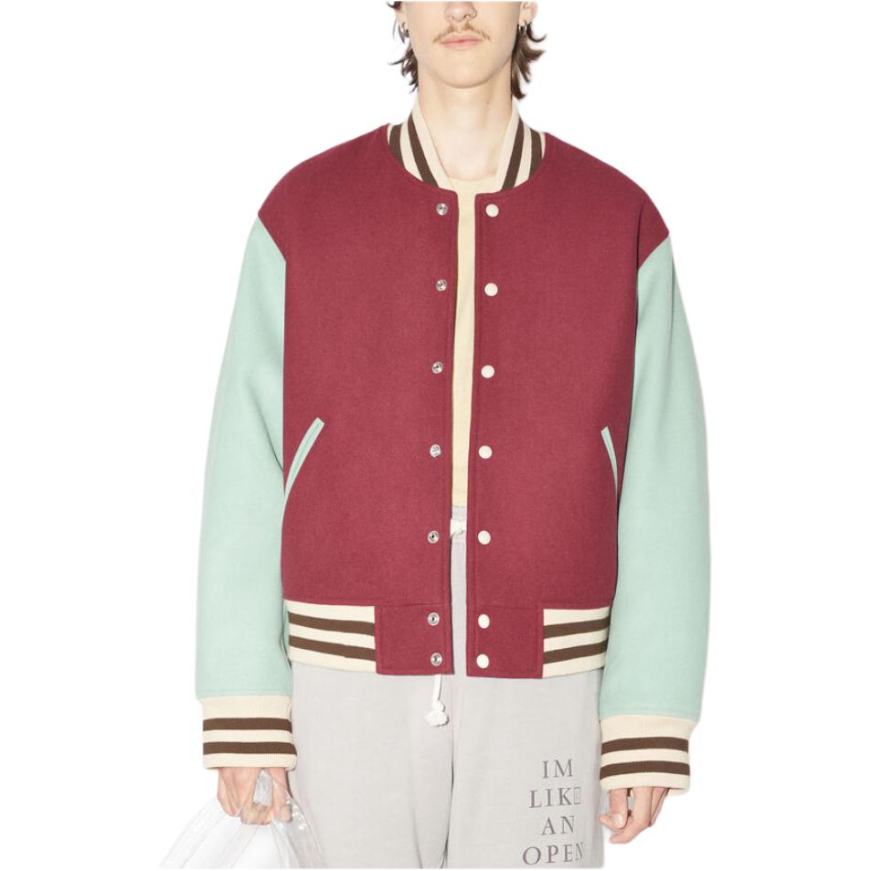 Purchase Acne Studios SS23 Color-Block Striped Button Baseball Jacket Unisex Red C90118-ACD