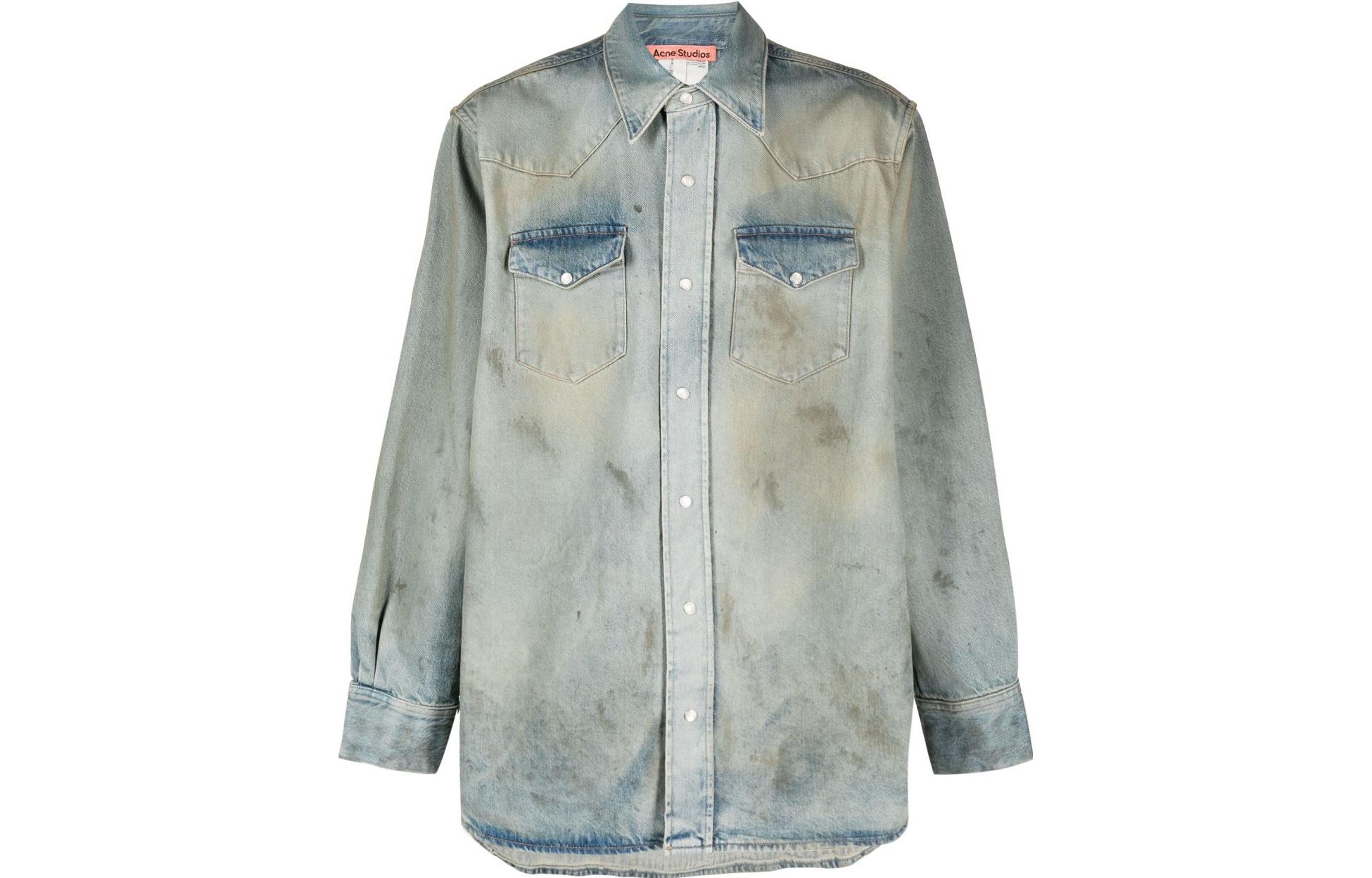 Order Acne Studios SS23 藍色復古水洗破壞紐扣牛仔長袖襯衫 BB0526-AUZ