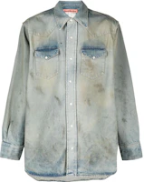 Order Acne Studios SS23蓝色做旧牛仔纽扣长袖衬衫. BB0526-AUZ