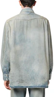 Shop Acne Studios SS23蓝色做旧牛仔纽扣长袖衬衫. BB0526-AUZ