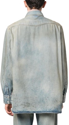 Acne Studios SS23 藍色復古水洗破壞紐扣牛仔長袖襯衫 BB0526-AUZ Shop Acne Studios SS23 藍色復古水洗破壞紐扣牛仔長袖襯衫 BB0526-AUZ