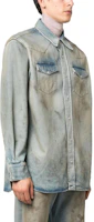 Purchase Acne Studios SS23蓝色做旧牛仔纽扣长袖衬衫. BB0526-AUZ