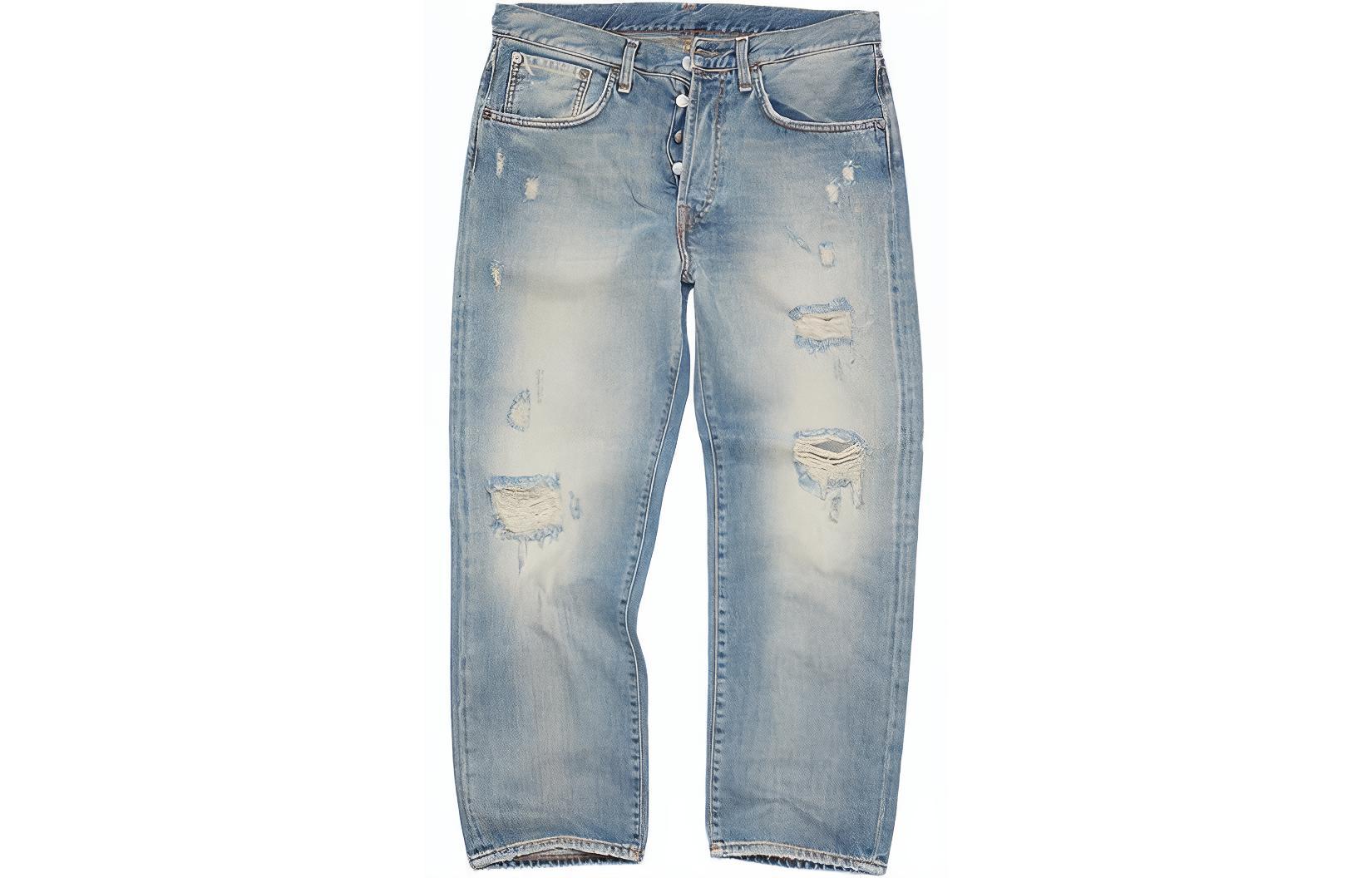 Acne Studios SS23 Distressed Straight-Leg Denim Jeans 2003 for Men in Blue. B00299-AUZ