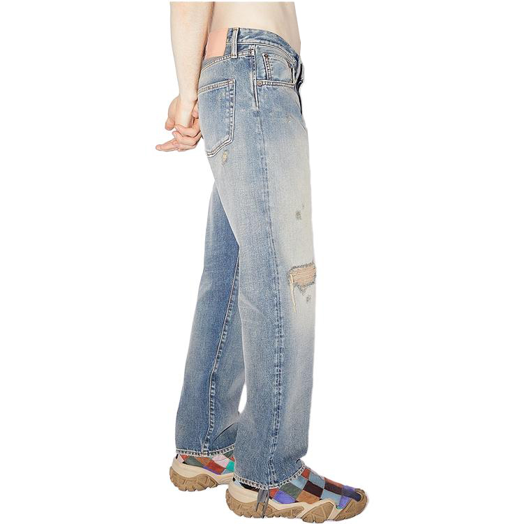 Acne Studios SS23 Distressed Straight-Leg Denim Jeans 2003 for Men in Blue. B00299-AUZ 圖 5