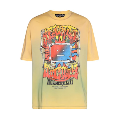 Acne Studios SS23 Face Graphic Graffiti Print Short Sleeve Shirt Unisex Multicolor. CL0182-CL2