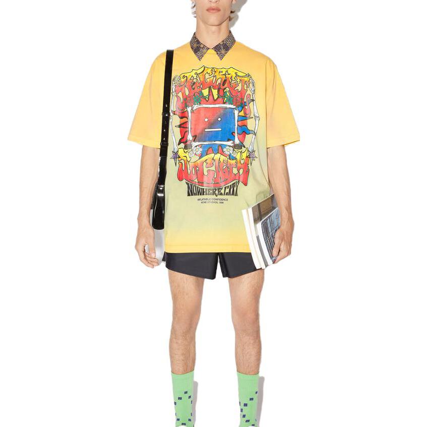 Lookbook Acne Studios SS23 Kemeja Grafik Wajah Graffiti Unisex Lengan Pendek Multicolor. CL0182-CL2