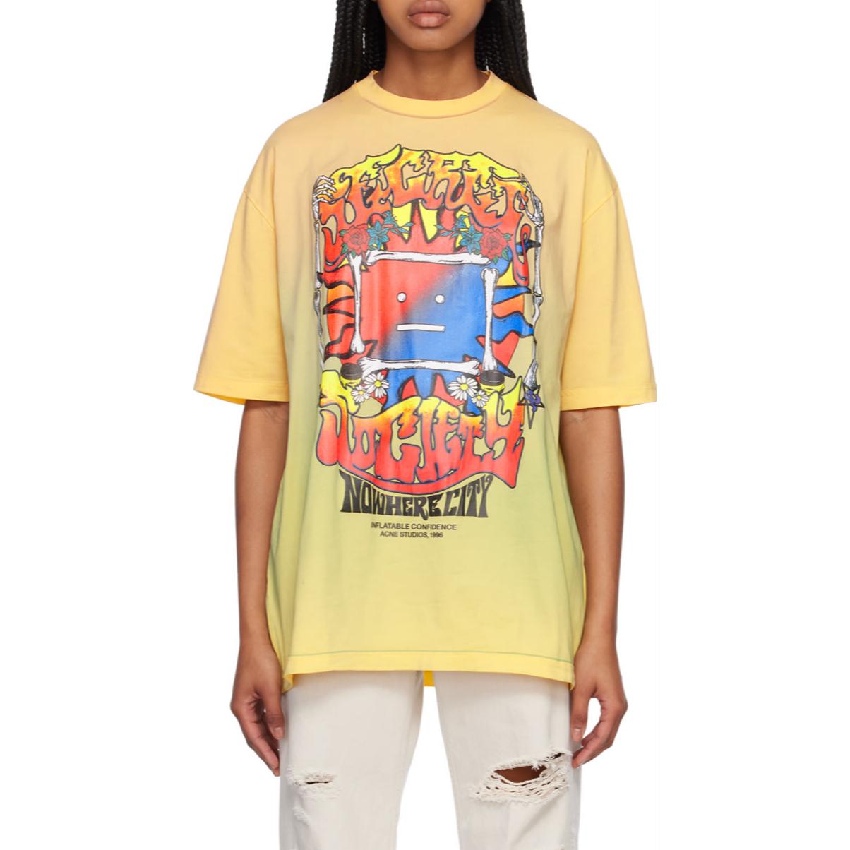 Purchase Acne Studios SS23 Kemeja Grafik Wajah Graffiti Unisex Lengan Pendek Multicolor. CL0182-CL2