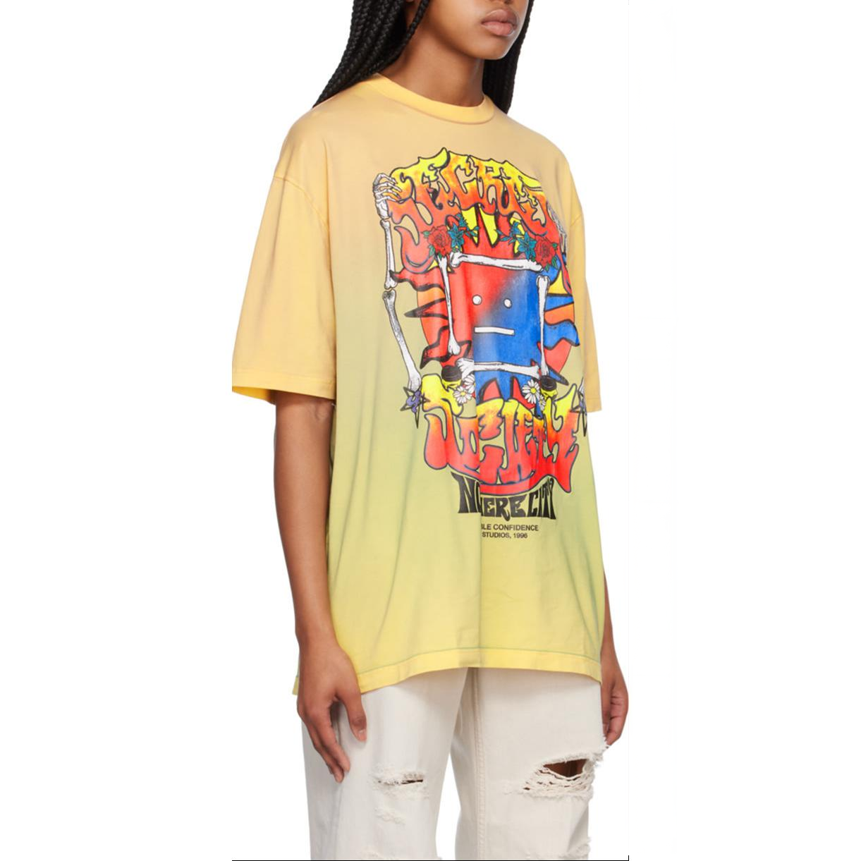 Details for Acne Studios SS23 Kemeja Grafik Wajah Graffiti Unisex Lengan Pendek Multicolor. CL0182-CL2