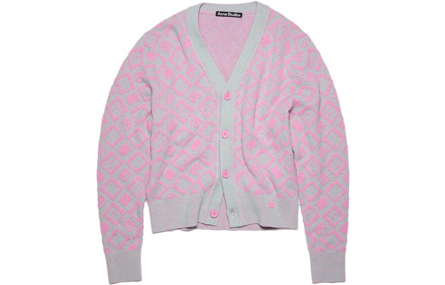 Acne Studios SS23 Face Plaid Smiley Wool Knit Sweater Unisex Pink. C60070-DFN 圖 2