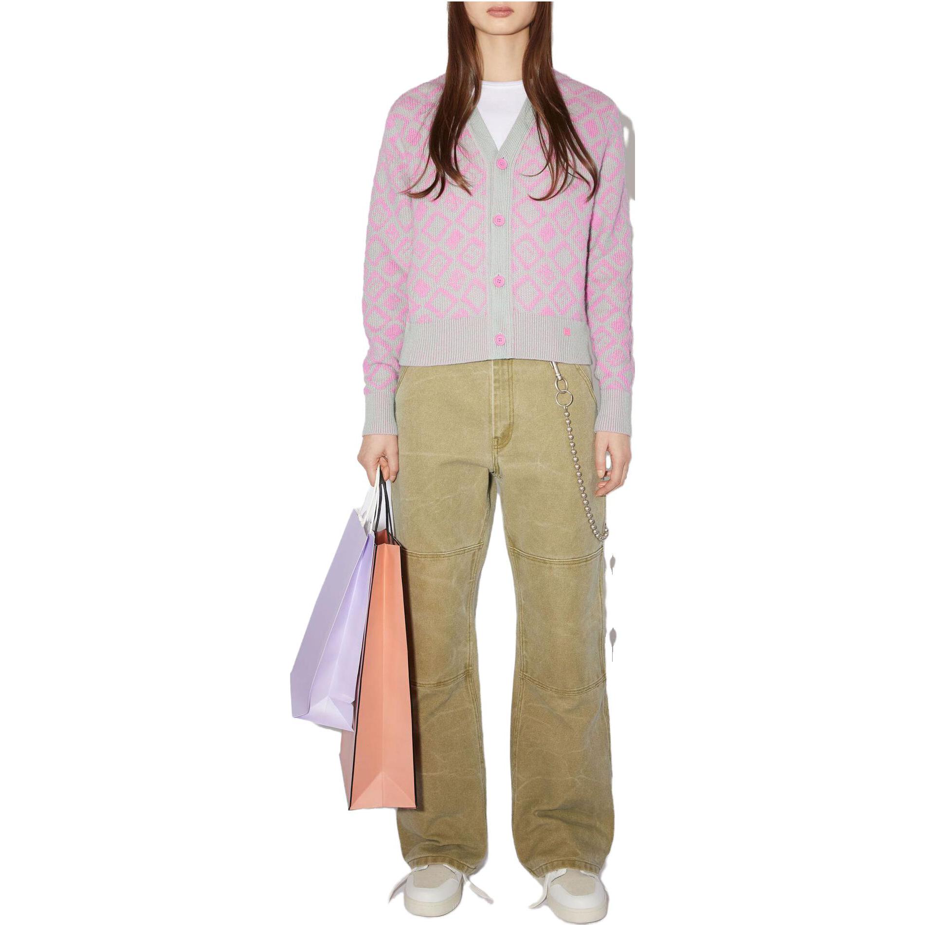 Acne Studios SS23 Face Plaid Smiley Wool Knit Sweater Unisex Pink. C60070-DFN 圖 3