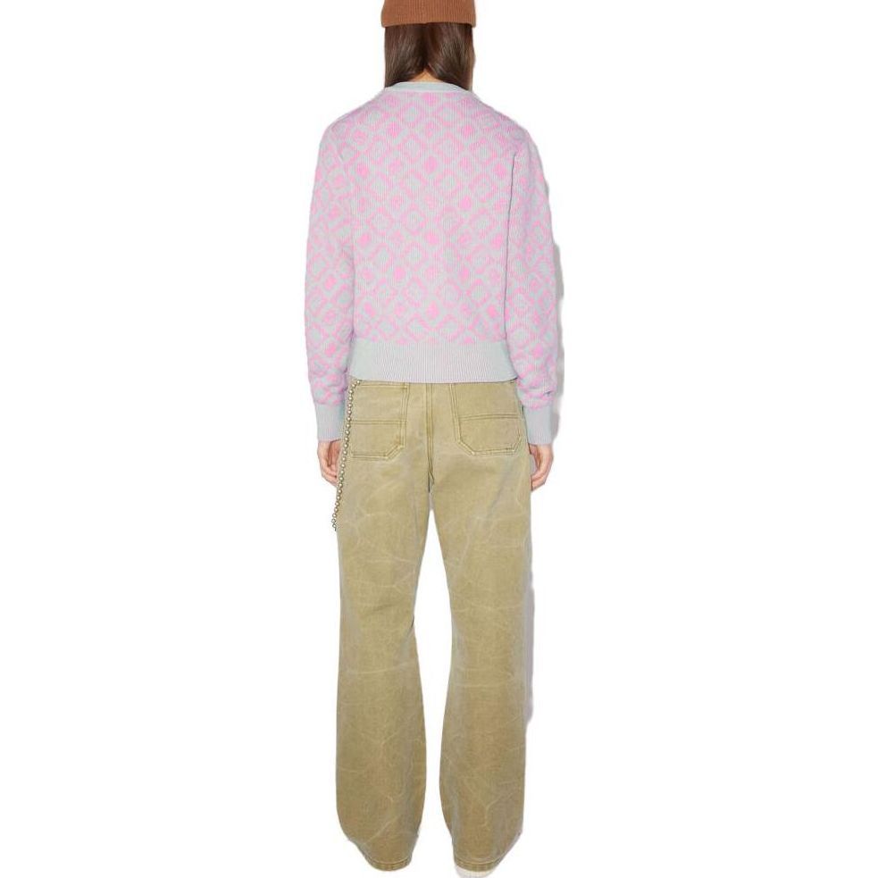 Acne Studios SS23 Face Plaid Smiley Wool Knit Sweater Unisex Pink. C60070-DFN 圖 4