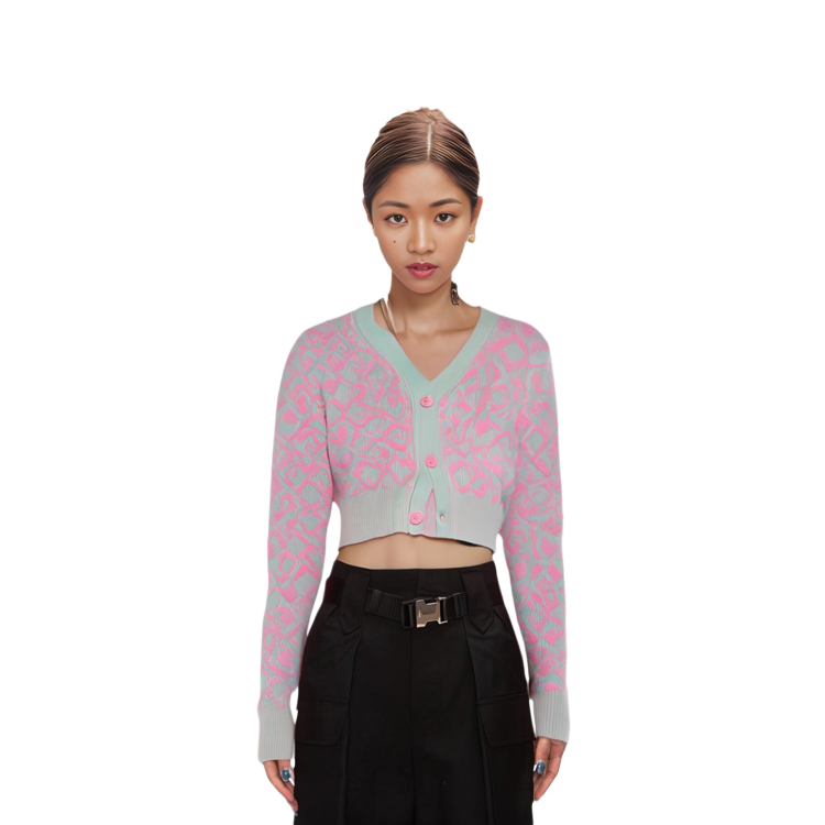 Acne Studios SS23 Face Plaid Smiley Wool Knit Sweater Unisex Pink. C60070-DFN 圖 5