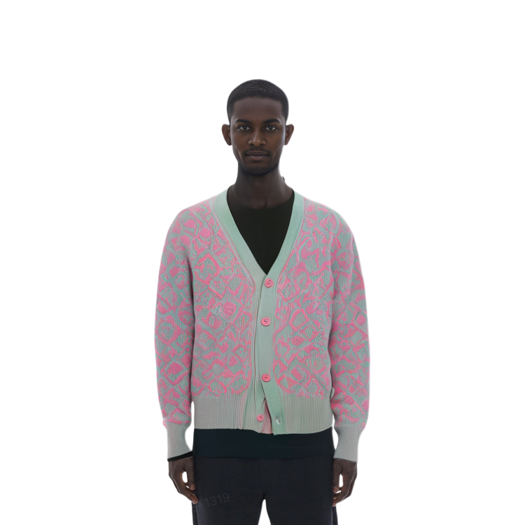 Acne Studios SS23 Face Plaid Smiley Wool Knit Sweater Unisex Pink. C60070-DFN 圖 6