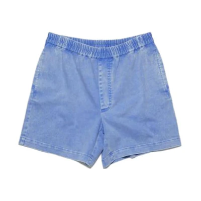 Acne Studios SS23 Face Smile Unisex Relaxed Fit Denim Shorts Electric Blue. CE0037-AAK