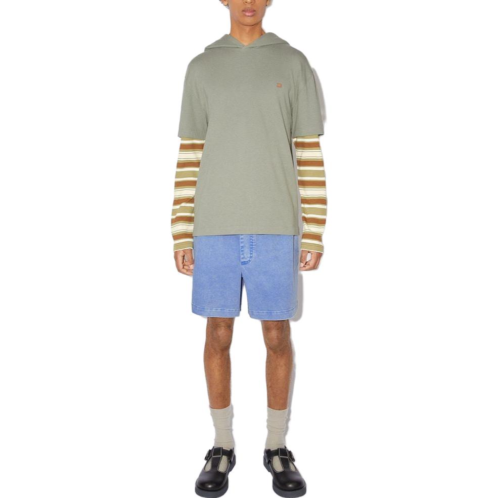 Lookbook Acne Studios SS23 Seluar Pendek Denim Unisex Face Smile Electric Blue. CE0037-AAK