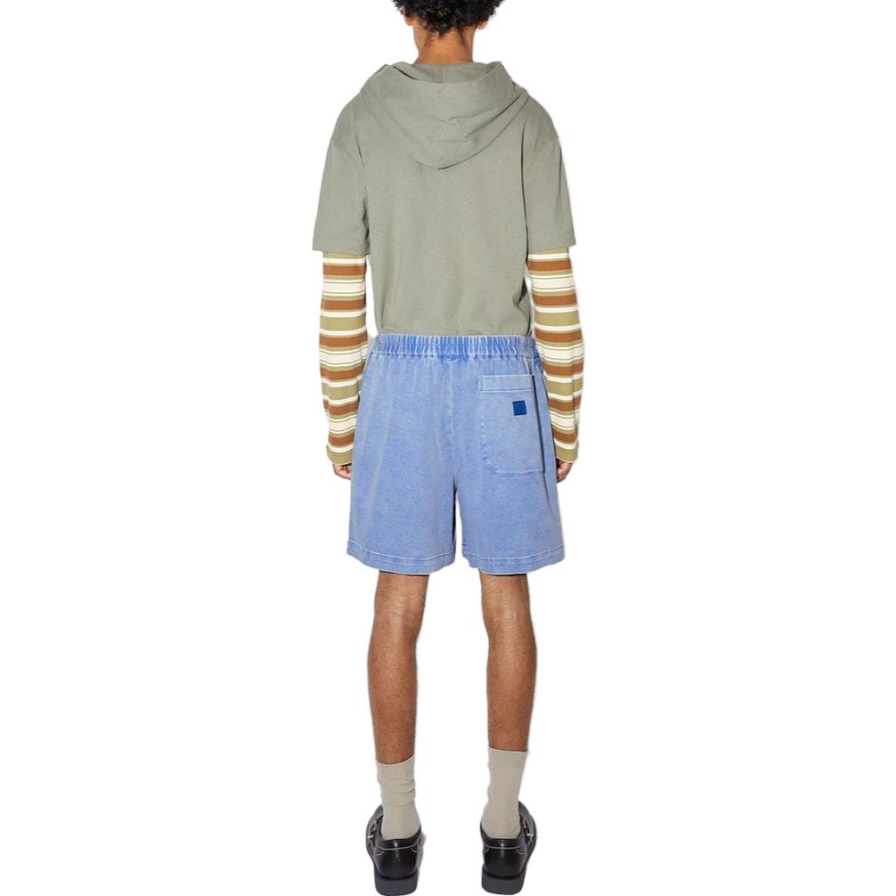 Shop Acne Studios SS23 Seluar Pendek Denim Unisex Face Smile Electric Blue. CE0037-AAK