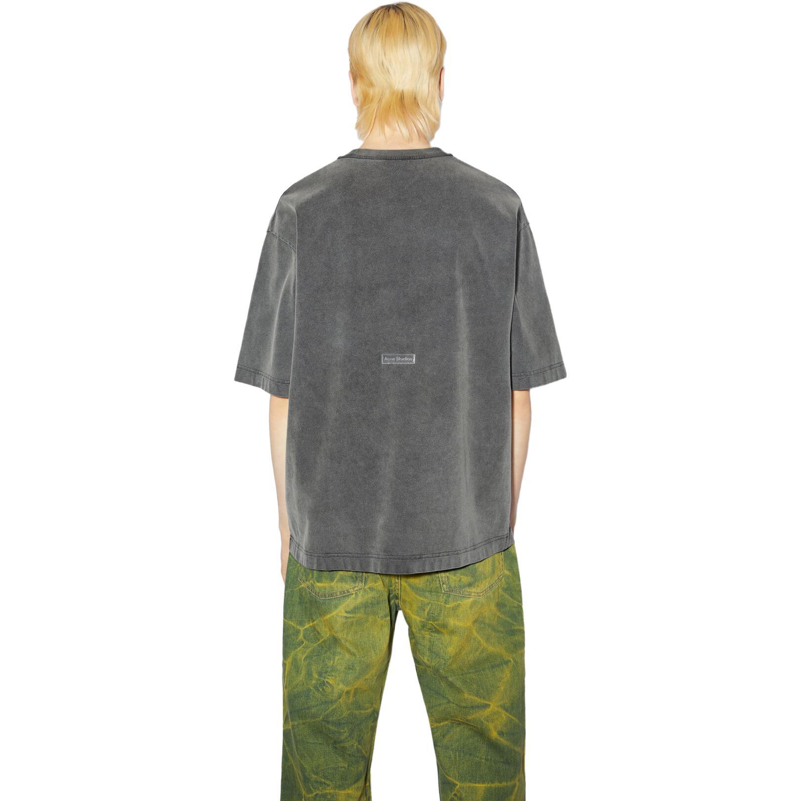 Shop Acne Studios SS23 Baju-T Kelabu Oversized Unisex Kapas Vintage Washed. CL0218BM0
