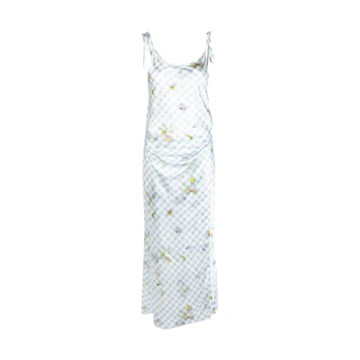 Acne Studios SS23 Floral Plaid Sleeveless Mini Dress Light Blue A20512-228