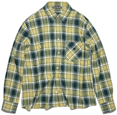 Acne Studios Kemeja Lengan Panjang Kotak-Kotak Hijau SS23 Unisex dengan Saku Dada. CB0049-CYV Buy Acne Studios Kemeja Lengan Panjang Kotak-Kotak Hijau SS23 Unisex dengan Saku Dada. CB0049-CYV