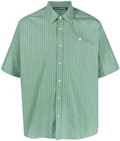 Acne Studios SS23 Green Striped Patch Casual Short Sleeve Shirt Men CB0043-DCO Acne Studios SS23 Green Striped Patch Casual Short Sleeve Shirt Men CB0043-DCO