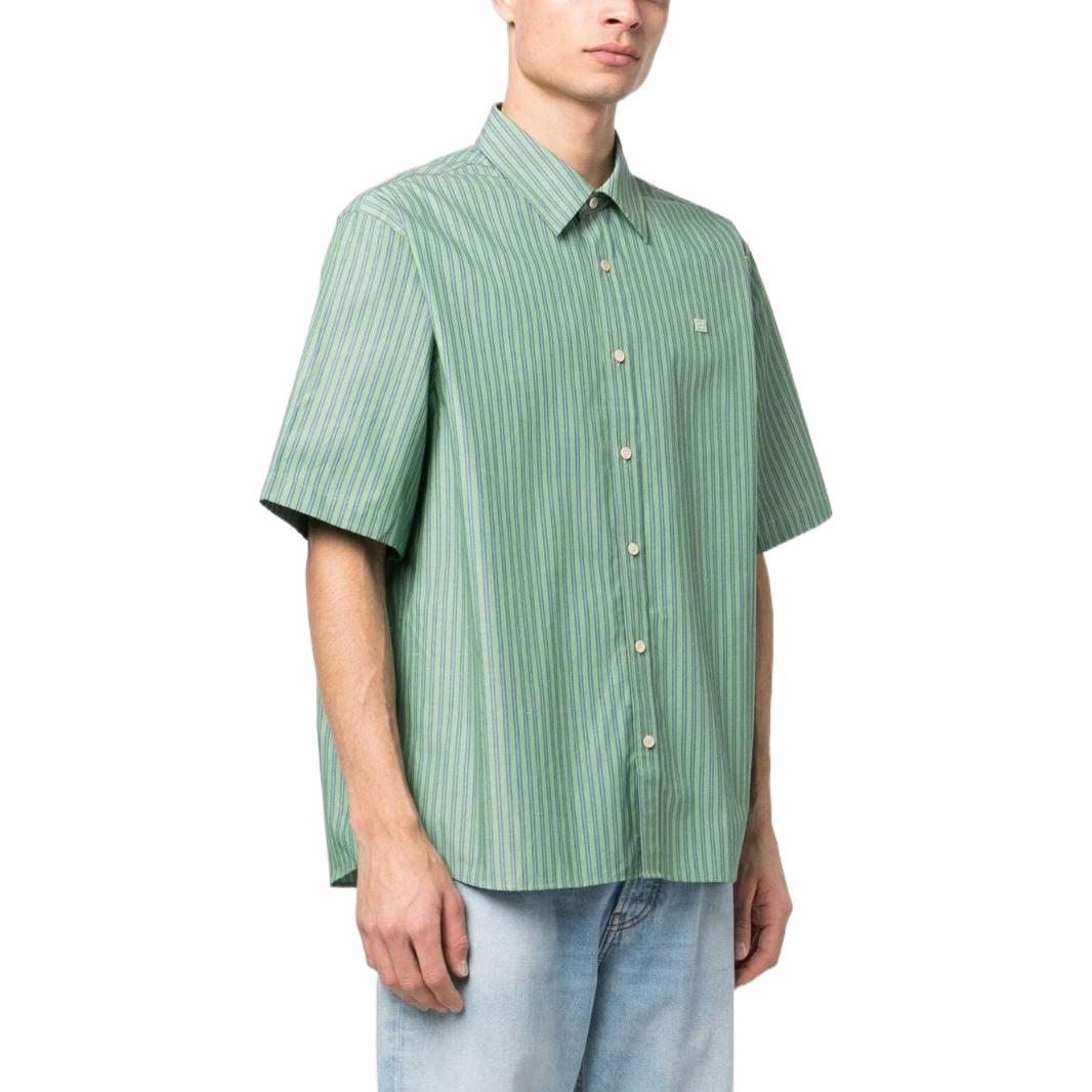 Purchase Acne Studios SS23 Kemeja Pria Lengan Pendek Garis Hijau Patch Kasual. CB0043-DCO