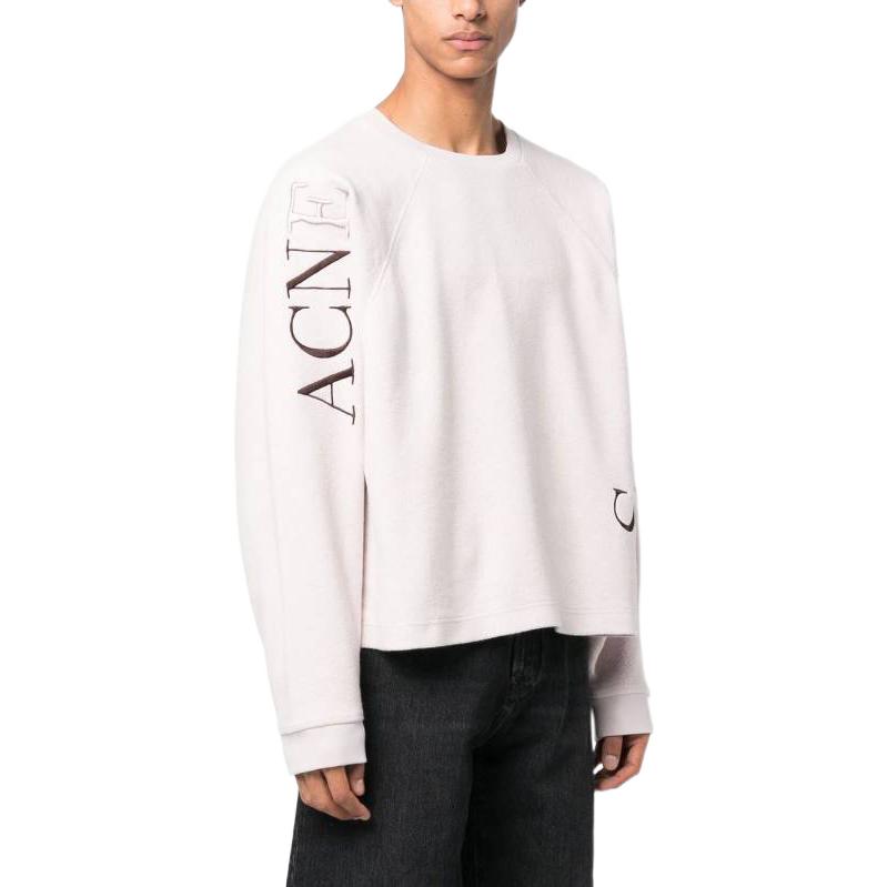 Purchase Acne Studios SS23 男款淡粉色Logo刺绣抓绒套头衫。 BI0181-CSS
