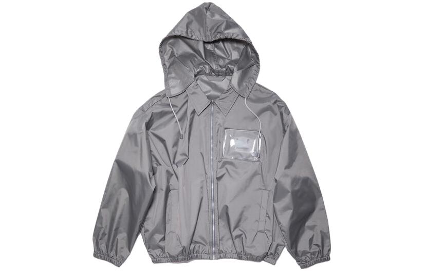 Acne Studios SS23 Mens Grey Solid Color Zip-Up Hoodie Jacket. C90119-AFH